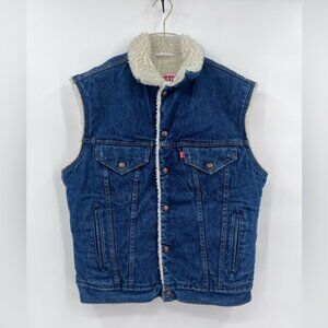 Vintage Levi’s Denim Sherpa Lined‎ Trucker Vest Jacket Men M - Made in USA